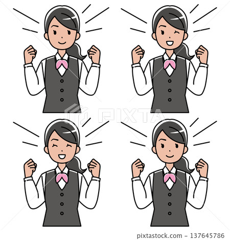 一幅外國女性身穿制服擺出勝利姿勢的插圖。 137645786