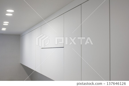 This is a modern kitchen cabinet. 137646126