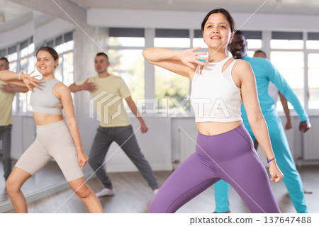 Group of people dancing hip hop 137647488