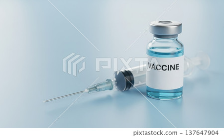 Medical Syringe with Sharp Needle Beside Small Glass Medicine Vial in Sterile Environment Medical Syringe with Sharp Needle Beside Small Glass Medicine Vial in Sterile Environment 137647904