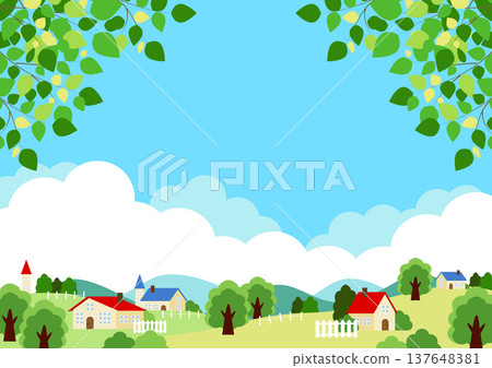 Early summer pasture background illustration, horizontal, cute, simple 137648381