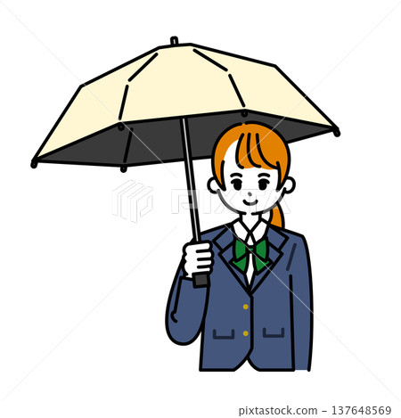 女學生撐著陽傘 137648569