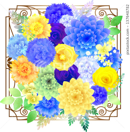 花束——藍色、黃色和鐵棕色 花束——藍色、黃色和鐵棕色 137648782