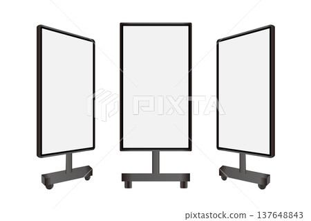 數位看板套裝，可移動，附腳輪 | 正面、右側、左側、白色背景 137648843