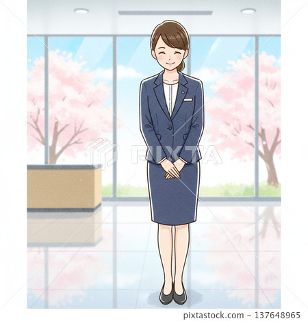 お辞儀をする女性 137648965