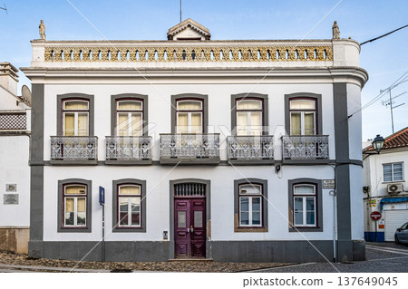 Odemira, Portugal - Feb 24, 2026: Narrow street with old white houses at village Odemira in Portugal 137649045