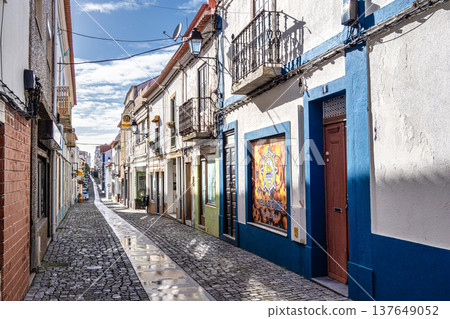 Traditional colorful houses in Sines, Portugal Traditional colorful houses in Sines, Portugal 137649052