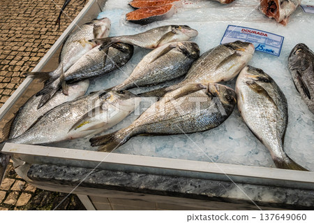 Setubal, Portugal - Feb 28, 2026: Mercado do Livramento in Setubal, Portugal. Fresh fish and food market Setubal, Portugal - Feb 28, 2026: Mercado do Livramento in Setubal, Portugal. Fresh fish and food market 137649060