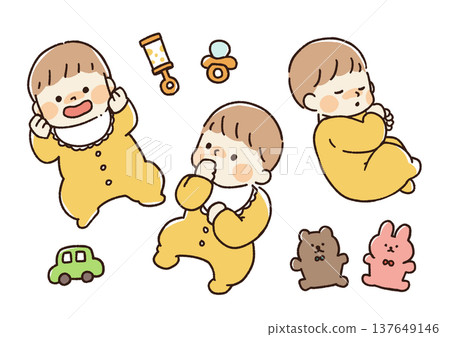 嬰兒午睡階段的插圖 137649146