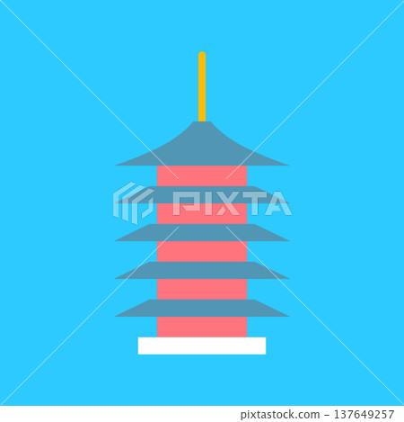 一個簡單的五層寶塔圖標 137649257