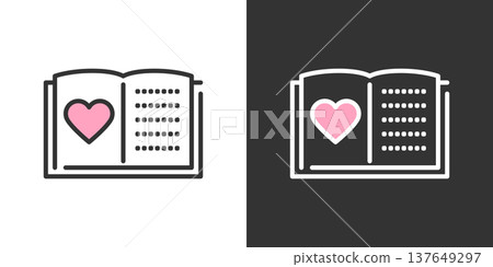 A simple design icon for romance novels. 137649297