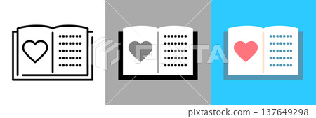 A simple design icon for romance novels. 137649298