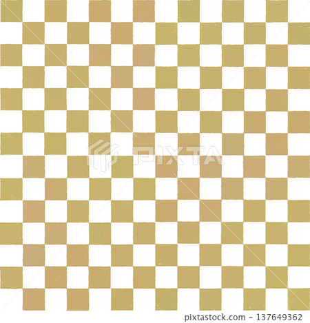 手繪方格圖案 - 金色 137649362