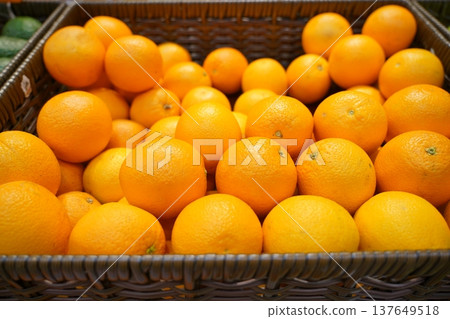 Basket of Fresh Oranges Healthy Citrus Fruit Basket of Fresh Oranges Healthy Citrus Fruit 137649518