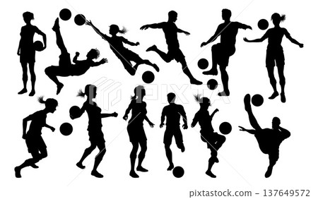 Soccer Football Player Men Women Silhouettes 137649572