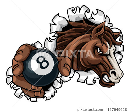 Horse Mustang Stallion Pool Billiards Sport Mascot 137649628