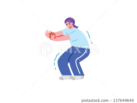 一個女人做下蹲的插圖 一個女人做下蹲的插圖 137649649