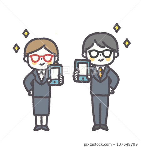 一組可愛又輕鬆的男女上班族插畫 一組可愛又輕鬆的男女上班族插畫 137649799
