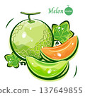 Pop art illustration of a melon | Fresh and cute fruit vector material 137649855