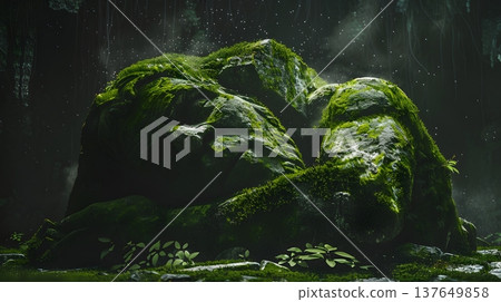 一座被遺忘的神靈的巨大石像，靜靜地躺在叢林廢墟中──一個失落文明的謎團。 137649858