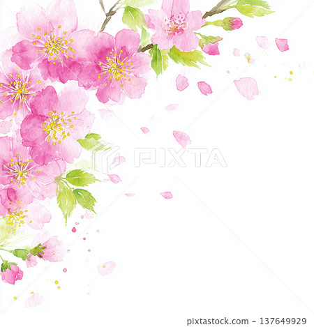 Illustration of cherry blossoms and petals 137649929