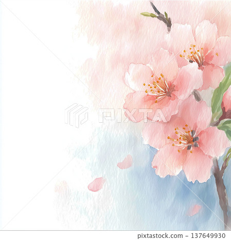 Illustration of cherry blossoms and petals 137649930