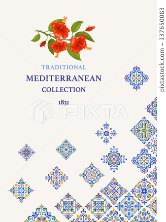 Label Or Card With Mediterranean Azulejo Tile Pattern 137650083