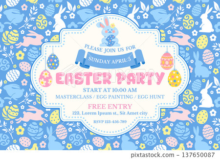 Easter Party Invitation or Poster Template 137650087