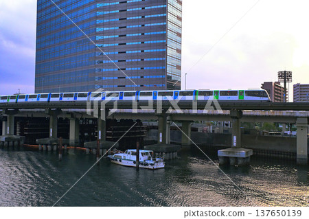 Monorail running over the Keihin Canal 137650139