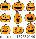 一組表情各異的萬聖節南瓜。 137650146