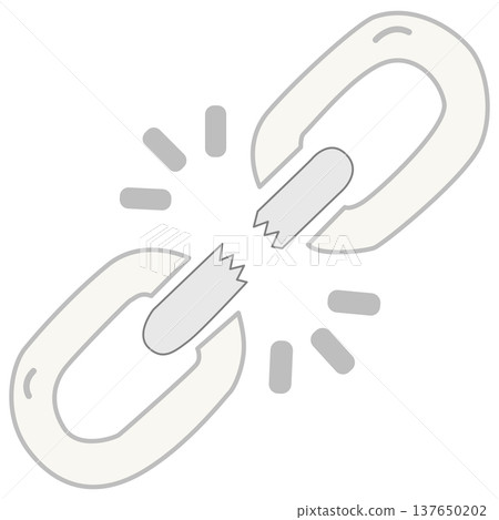 Broken chain link icon representing connection failure security risks. 137650202