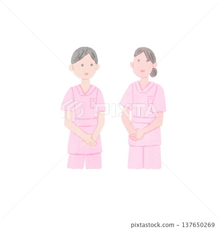 護士們聊天的插圖。 137650269