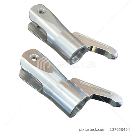 Two Silver Metal cnc Mechanical Parts Two Silver Metal cnc Mechanical Parts 137650494