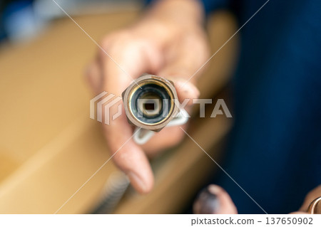 Deterioration of the rubber gasket inside the faucet. Deterioration of the rubber gasket inside the faucet. 137650902