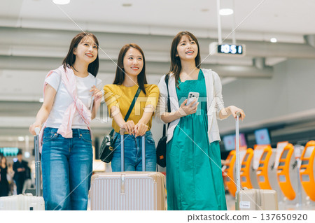 三位女性在機場內走動（照片由關西國際機場（KIX）提供） 137650920