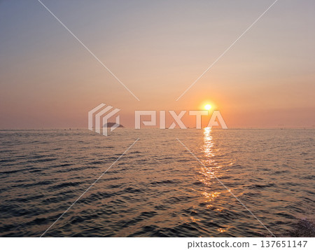 It is a sunset seascape 137651147