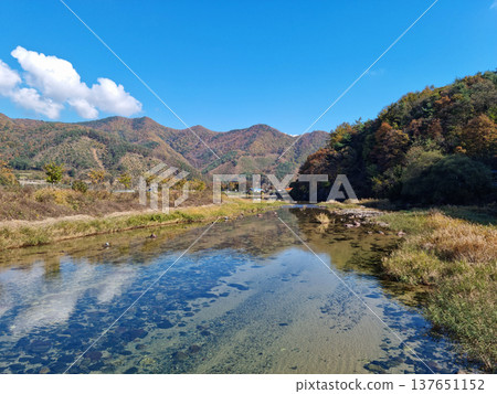 This is a riverside scene in Mungyeong, Jeollabuk-do. This is a riverside scene in Mungyeong, Jeollabuk-do. 137651152