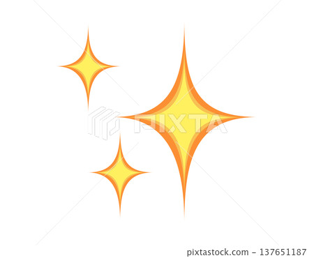 Three bright yellow and orange starbursts flat icon, symbolizing sparkle and shine Three bright yellow and orange starbursts flat icon, symbolizing sparkle and shine 137651187