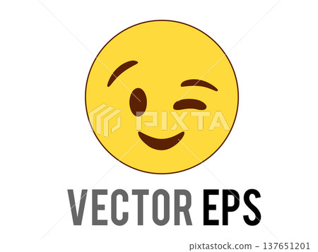 Winking smiley yellow face emoji icon with a happy smile and one eye closed Winking smiley yellow face emoji icon with a happy smile and one eye closed 137651201