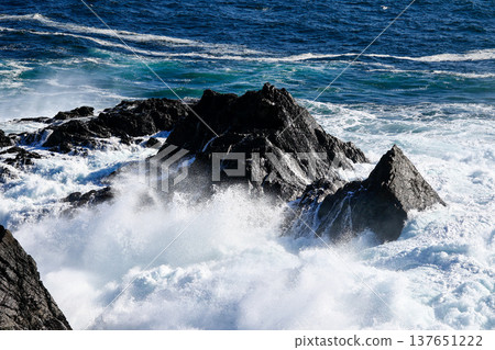 海浪拍打著波濤洶湧的大海 海浪拍打著波濤洶湧的大海 137651222