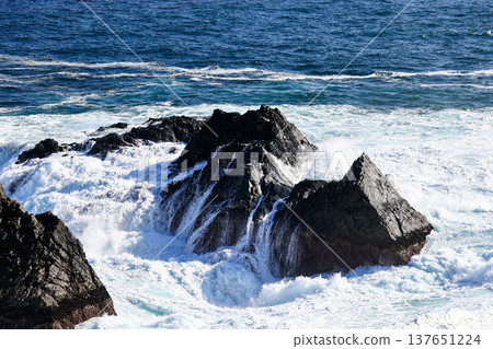 海浪拍打著波濤洶湧的大海 海浪拍打著波濤洶湧的大海 137651224