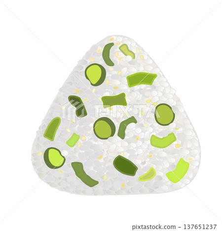 米飯糰配綠色蔬菜的插圖 米飯糰配綠色蔬菜的插圖 137651237