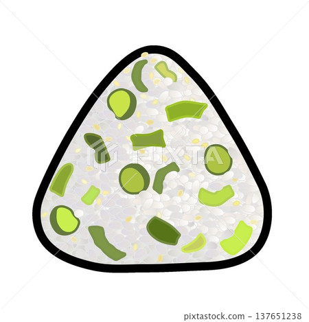 米飯糰配綠色蔬菜的插圖 米飯糰配綠色蔬菜的插圖 137651238