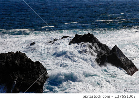 Waves crashing on rough seas Waves crashing on rough seas 137651302