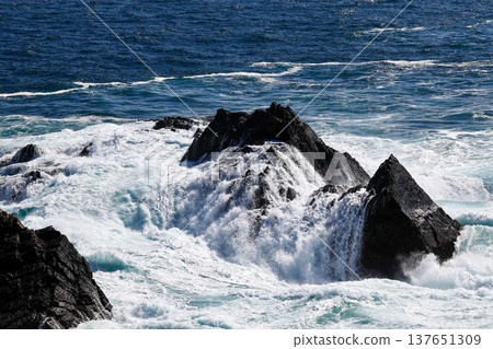 Waves crashing on rough seas Waves crashing on rough seas 137651309