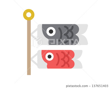 Illustration of carp streamers (black carp and red carp) icons 137651403