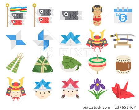 A set of various Children's Day icon illustrations 137651407