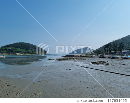 It is a sea with mudflats. It is a sea with mudflats. 137651455