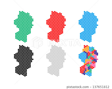 Pixel art map of Yamagata Prefecture - Hexagonal dots Pixel art map of Yamagata Prefecture - Hexagonal dots 137651812
