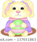Easter Bunny Holding Egg Clipart PNG Cute Pastel Bunny 137651863